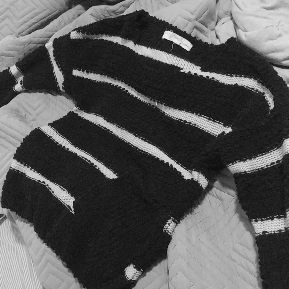 3/4 Sleeve Striped Knit Top